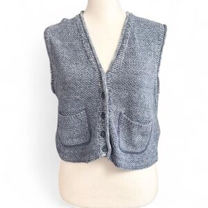 Vintage County Seat Knit Sweater Vest Blue Button Front Small